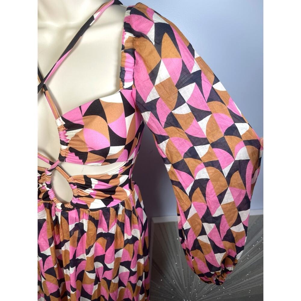 Patbo Plitka Lace Up Long Sleeve Cutout Pink Maxi Dress Size XS - Picture 6 of 11